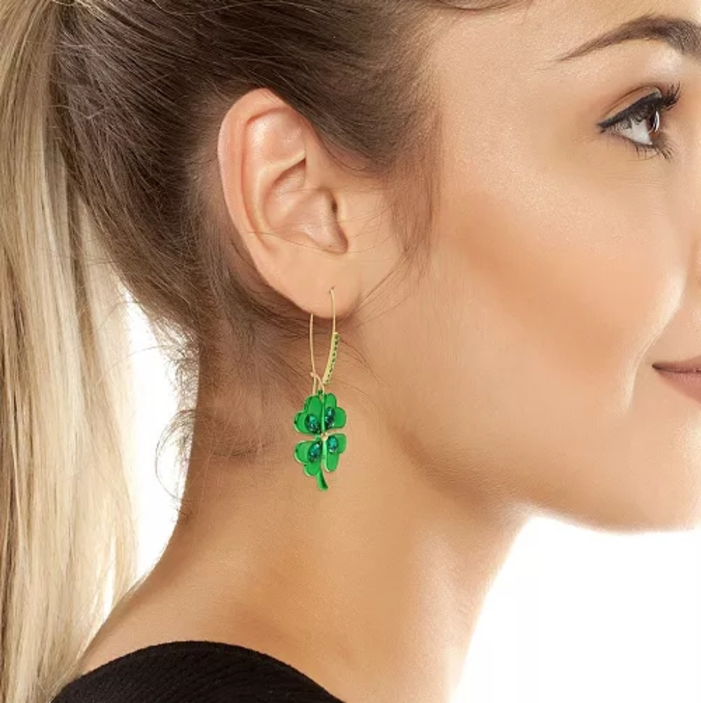 Betsey Johnson 4 leaf clover earrings - Picture 3 of 4